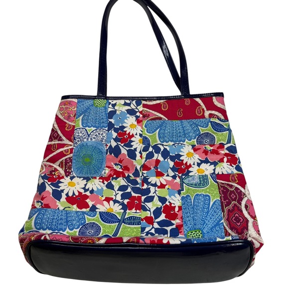 Vera Bradley Tote Bag Floral Patchwork Cotton Satchel Shoulder Bag Purse - Picture 1 of 4